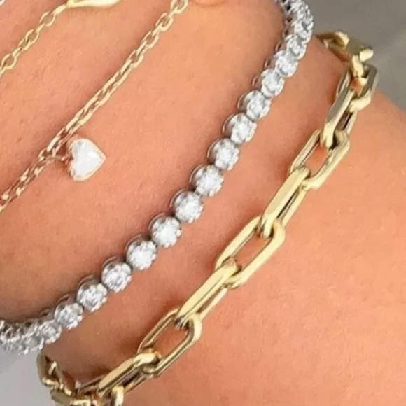 NEW Women’s 14k Gold Filled‎ Paperclip Adjustable Bangle Bracelet